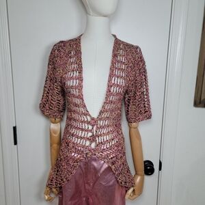 Rachel Roy Open Knit Multicolored Cardigan Blazer Size M
